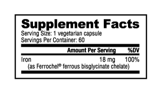 NUTRA BIO IRON CHELATE 18mg