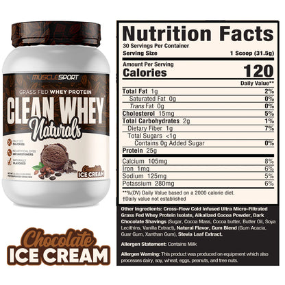 MUSCLE SPORT Clean Whey™ Naturals Grass Fed Protein 2lb