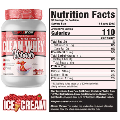 MUSCLE SPORT Clean Whey™ Naturals Grass Fed Protein 2lb
