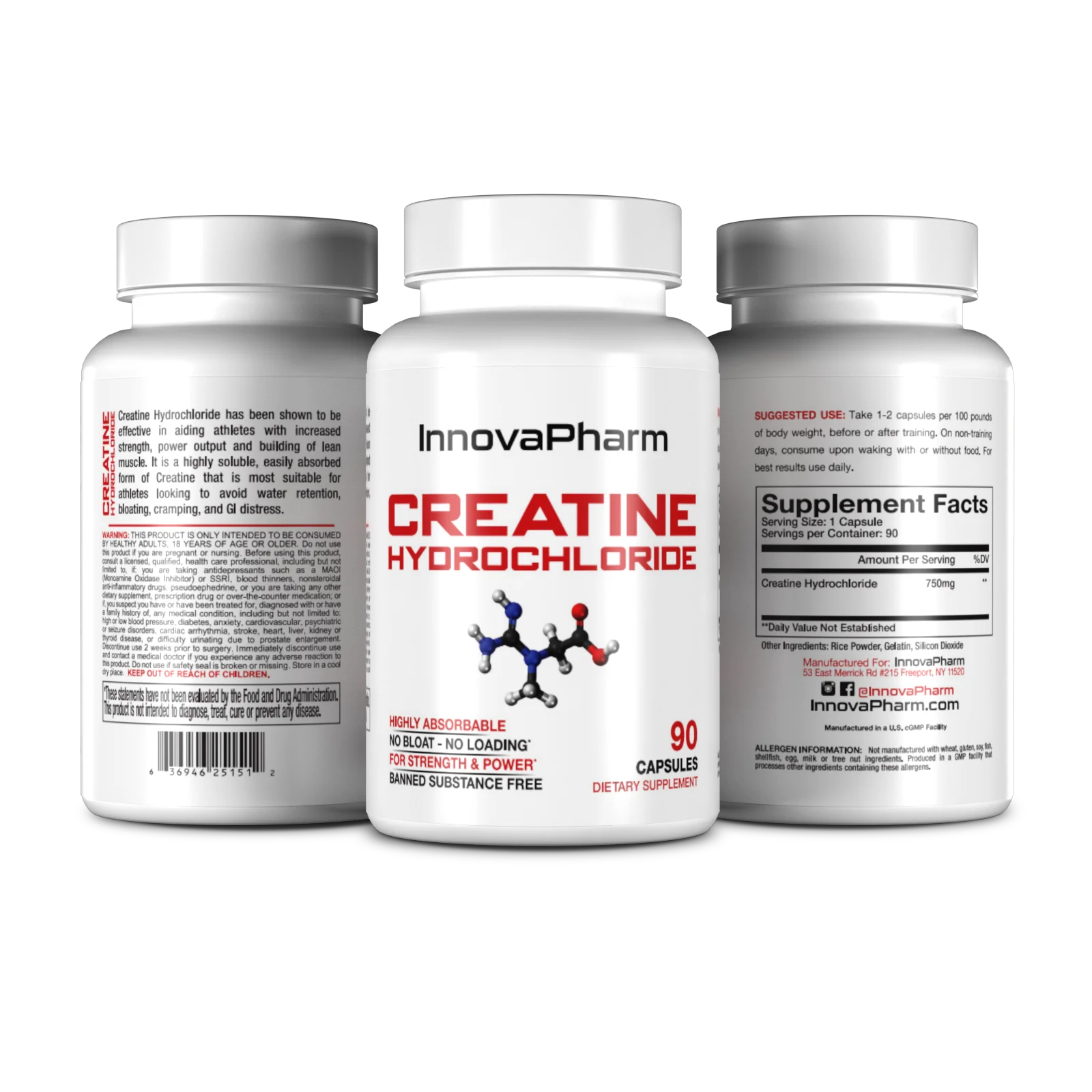InnovaPharm Creatine HCL Pills - 90 ct