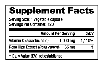 NUTRA BIO VITAMIN C 1000mg W/ ROSE HIPS